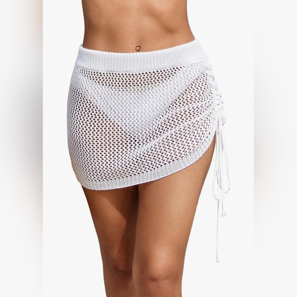 AI'MAGE Crochet Cover Up Beach Mini Skirt White Size S - Picture 5 of 9